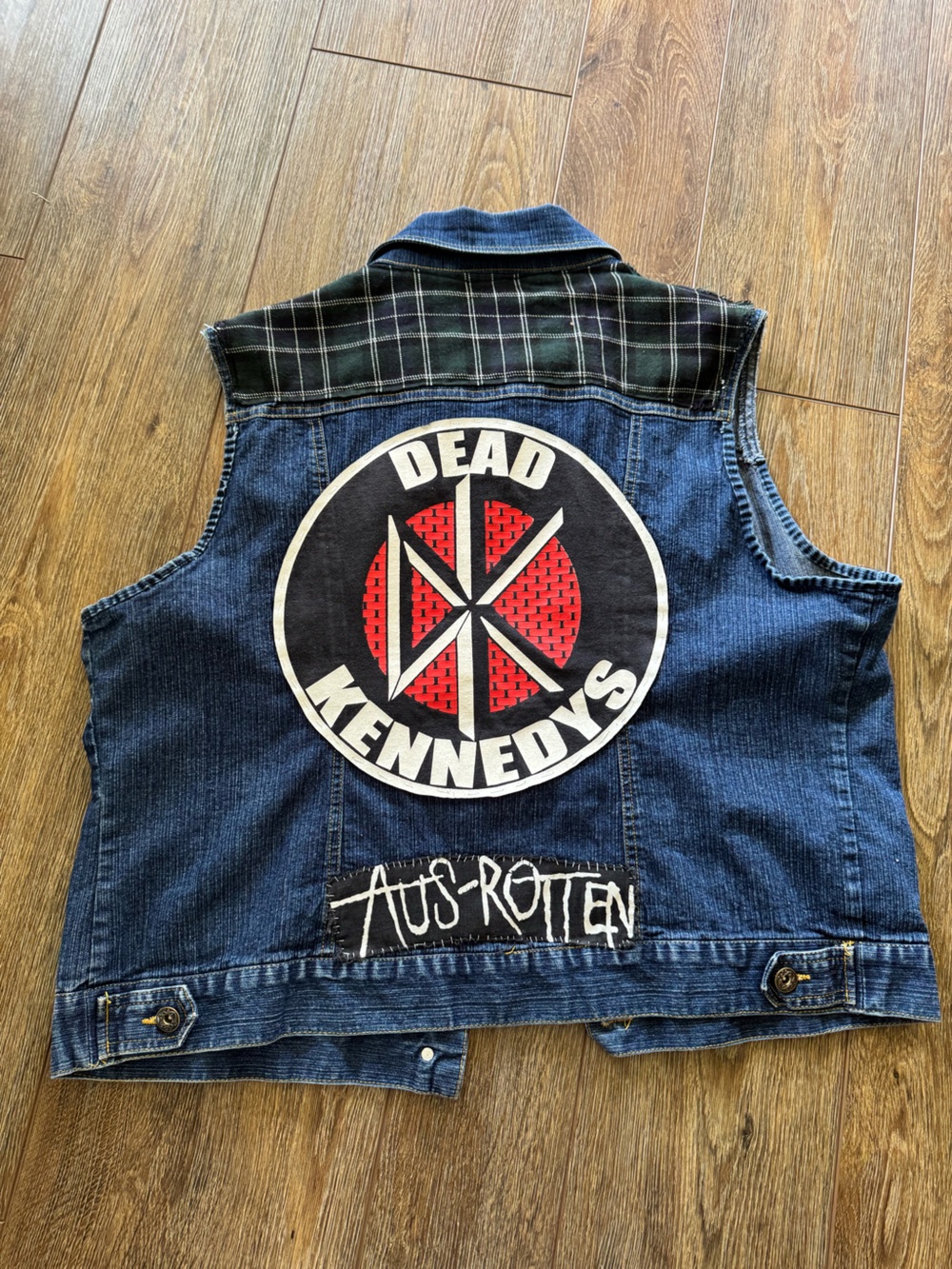 Upcycle Denim Women Vest Patches The Adicts Dead Kennedys Mad Sin
